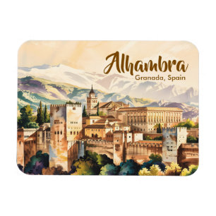 Magnet Flexible Grenade Espagne Alhambra Aquarelle Voyage Vintage