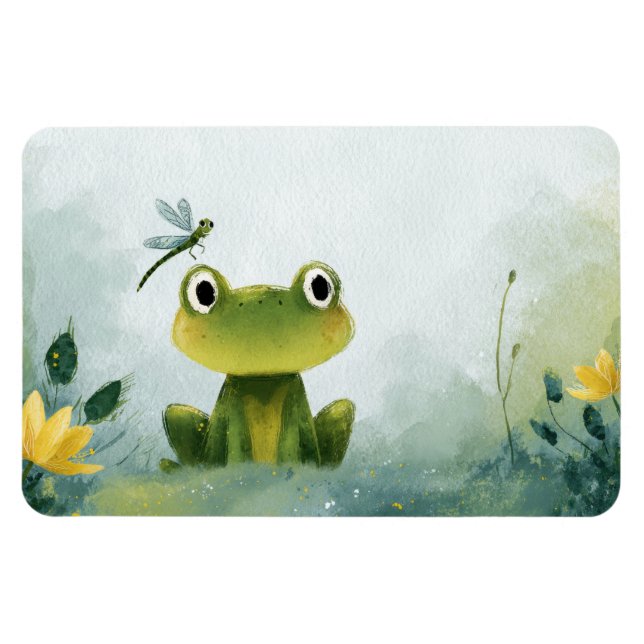 Magnet Flexible Grenouille et libellule mignonnes – Illustration d (Horizontal)