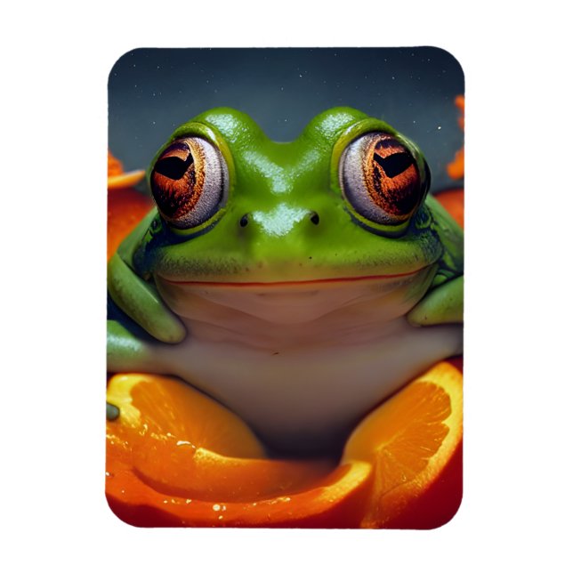 Magnet Flexible Grenouille et oranges (Vertical)