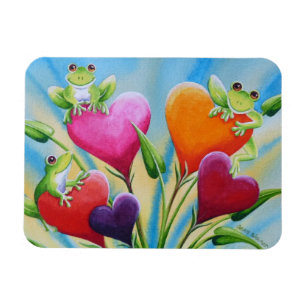 Magnet Flexible Grenouilles et coeurs Whimsical Aquarelle Art