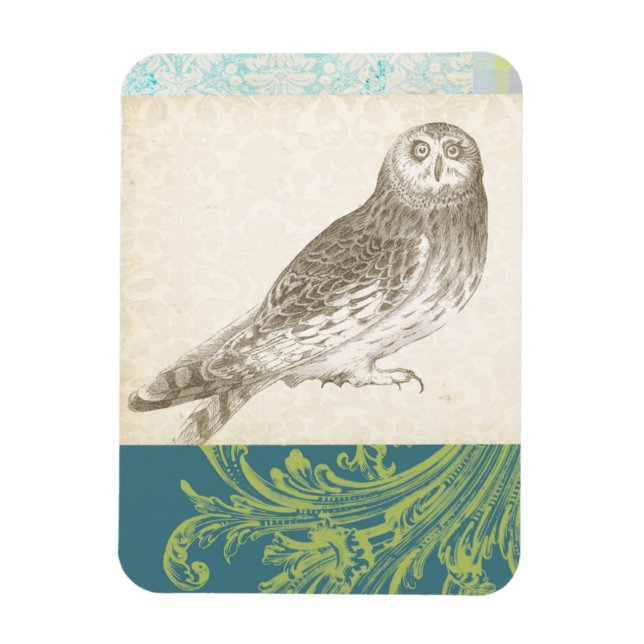 Magnet Flexible Grey Owl sur Arrière - plan Motif (Vertical)