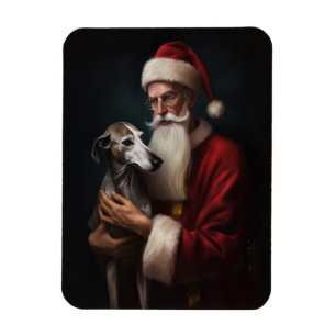 Magnet Flexible Greyhound avec le Père Noël Noël Festif
