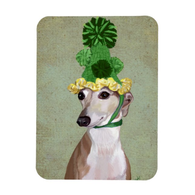 Magnet Flexible Greyhound en Casquette vert (Vertical)