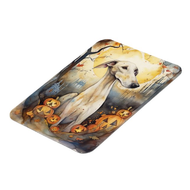 Magnet Flexible Greyhound Halloween avec citrouilles effrayant (Côté Gauche)