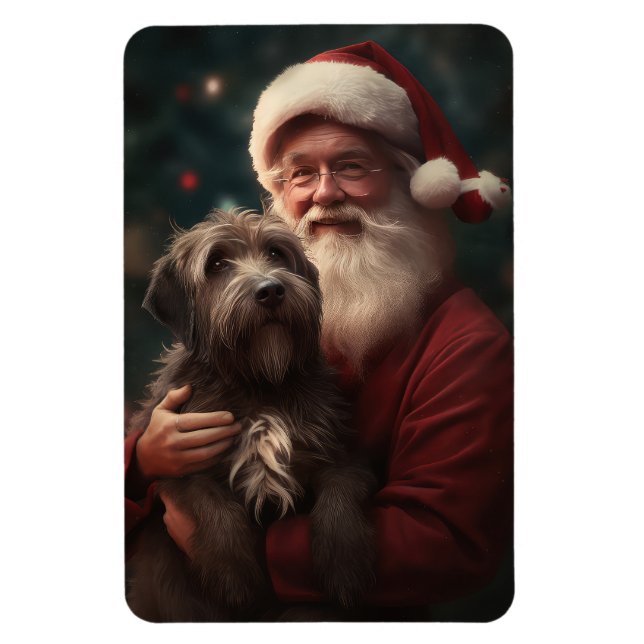 Magnet Flexible Griffon à poil dur Père Noël Noël (Vertical)