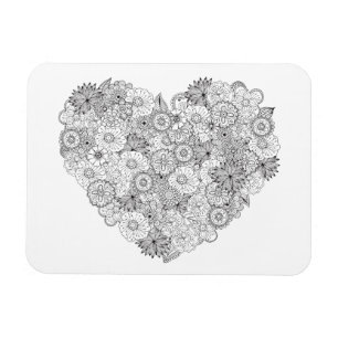 Magnet Flexible Griffonnage floral de coeur
