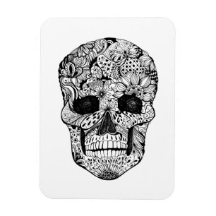 Magnet Flexible Griffonnage floral de crâne