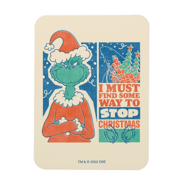 Magnet Flexible Grinch | Arrêtez Noël Graphique Vintage (Vertical)
