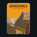 Magnet Flexible Grindelwald Suisse Travel Art Vintage<br><div class="desc">Grindelwald design de déplacement vectoriel rétro. Grindelwald,  un village des Alpes bernoises de Suisse,  est une porte d’entrée populaire pour la région de Jungfrau,  avec ski en hiver et randonnée en été.</div>
