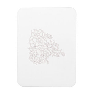 Magnet Flexible Gris pâle, Lait Blanc, design floral