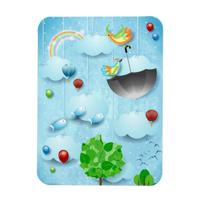 Magnet Flexible Gros arbre et oiseaux volants (Vertical)