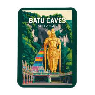 Magnet Flexible Grottes de Batu Malaisie Illustration Art de Voyag