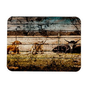 Magnet Flexible Groupe de Longhorns assis en terrain Distressed Wo
