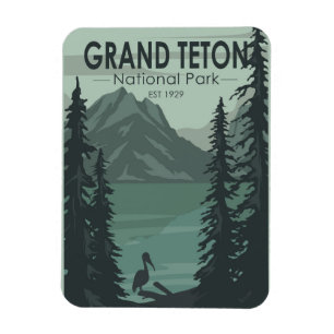 Magnet Flexible Grue du parc national de Grand Teton Vintage