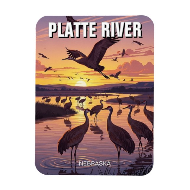 Magnet Flexible Grues de la rivière Platte dans le Nebraska (Vertical)