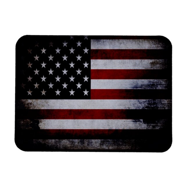 Magnet Flexible Grunge Black American Flag (Horizontal)