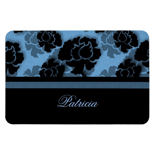 Magnet Flexible Grungy Floral Décadence Flexi Aimant, Bleu (Horizontal)