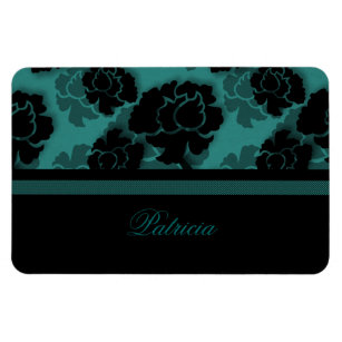 Magnet Flexible Grungy Floral Decadence Flexi Magnet, Turquoise