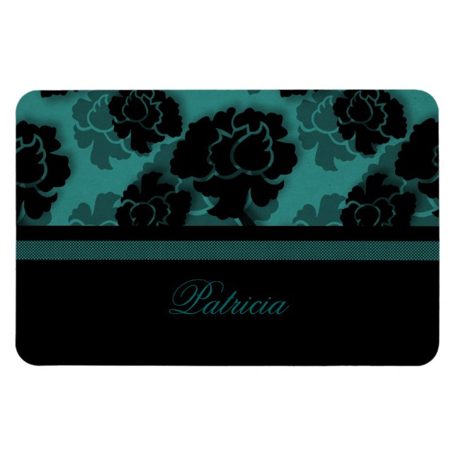 Magnet Flexible Grungy Floral Decadence Flexi Magnet, Turquoise (Horizontal)