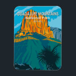 Magnet Flexible Guadalupe Mountain National Park Texas Vintage<br><div class="desc">OEuvre vectorielle de Guadalupe Mountains dans un style de fenêtre. Le parc comprend Guadalupe Peak,  le point culminant du Texas,  et El Capitan.</div>
