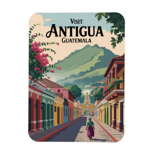 Magnet Flexible Guatemala Antigua Illustration Voyage Art Vintage