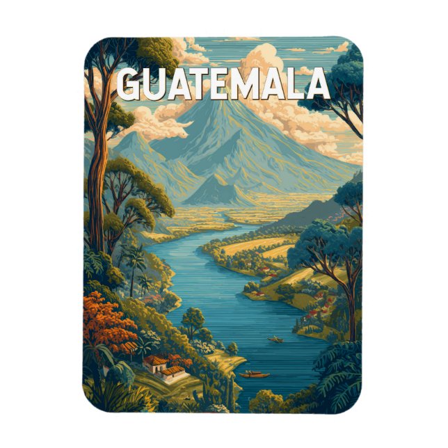 Magnet Flexible Guatemala Illustration Voyage Art Vintage (Vertical)