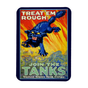 Magnet Flexible Guerre militaire vintage Recrutement avec un chat