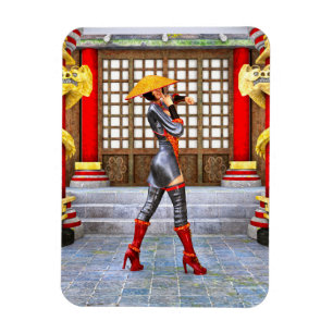 Magnet Flexible Guerrière asiatique Fantasy Illustration de Samour