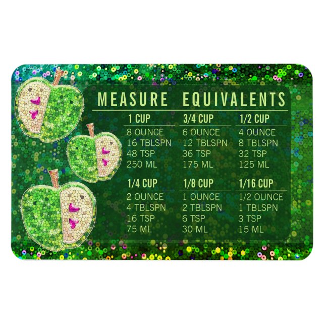 Magnet Flexible Guide de conversion de mesure de cuisine à paillet (Horizontal)