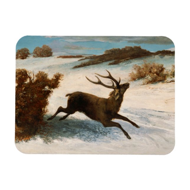 Magnet Flexible Gustave Courbet - Deer Running in the Snow (Horizontal)
