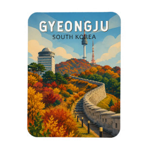 Magnet Flexible Gyeongju Corée du Sud Illustration Voyage Art
