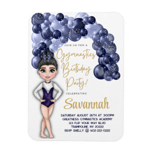 Magnet Flexible Gymnastique Anniversaire avec Bleu Balloon Arch