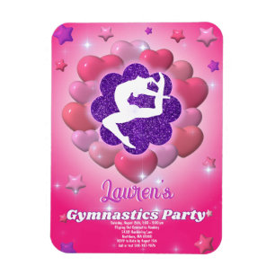 Magnet Flexible Gymnastique Anniversaire Soirée rose violet Invita