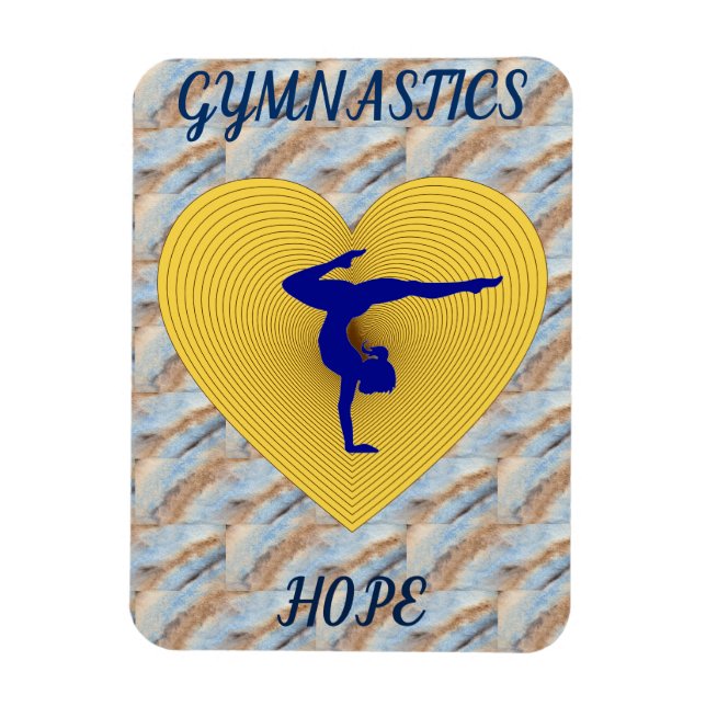 Magnet Flexible Gymnastique coeur or avec gymnaste (Vertical)