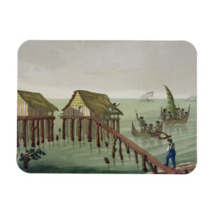 Magnet Flexible Habitations de la tribu Papu, Rawak, plaque 22 pou