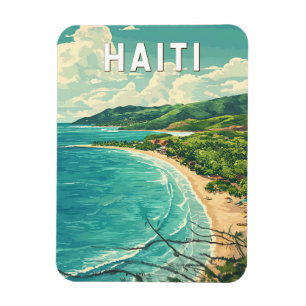 Magnet Flexible Haïti Illustration Voyage Art Vintage