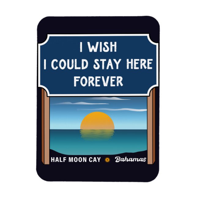 Magnet Flexible Half Moon Cay Bahamas Retro Sunset Vacation 60s (Vertical)