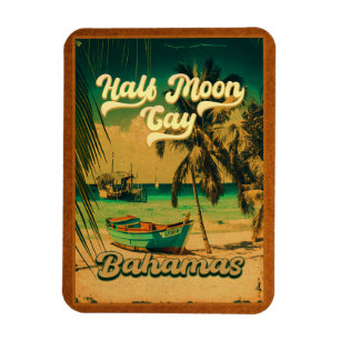 Magnet Flexible Half Moon Cay Bahamas Retro Vintage Vacances 60s