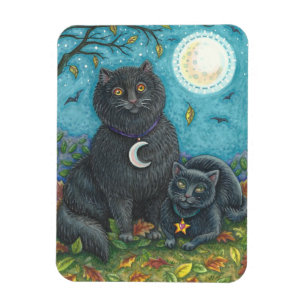 MAGNET FLEXIBLE HALLOWEEN CHATS NOIRS, REVÊTEMENT D'ART FOLK
