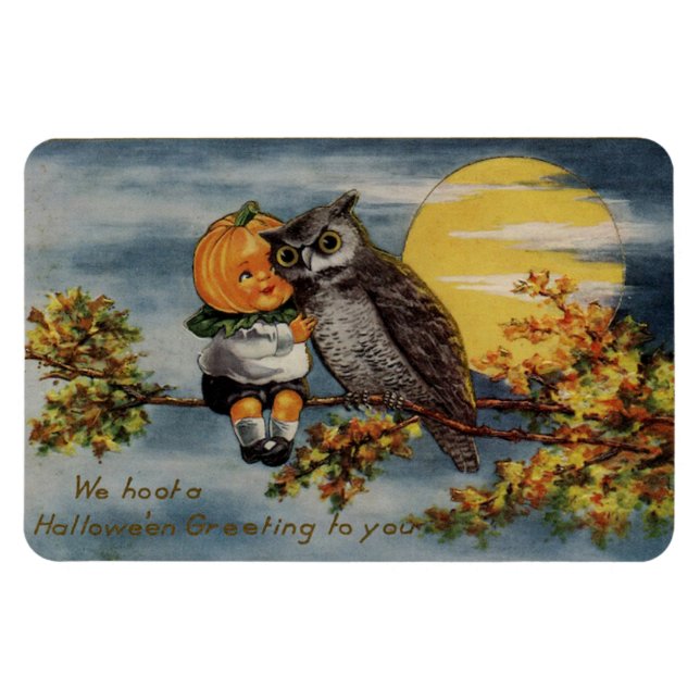 Magnet Flexible Halloween Citrouille Boy Owl Branche Arbre Lune Vi (Horizontal)
