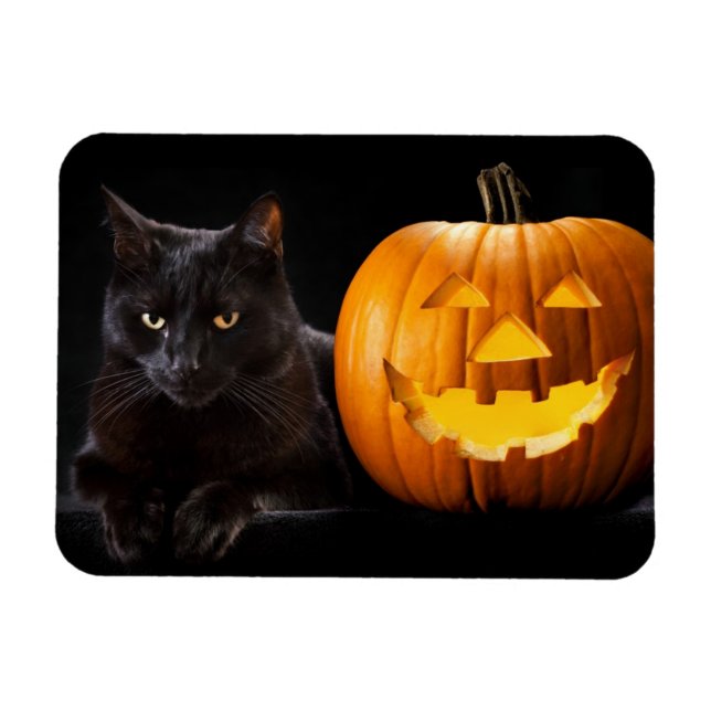 Magnet Flexible Halloween citrouille et chat noir (Horizontal)