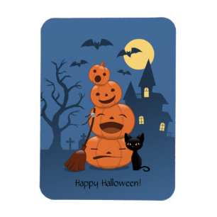 Magnet Flexible Halloween Citrouilles et chat noir