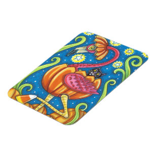 MAGNET FLEXIBLE HALLOWEEN FLAMANT ROSE ROSE & CHAT NOIR EN CITROUI