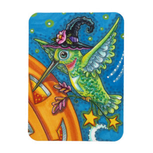 MAGNET FLEXIBLE HALLOWEEN HUMMINGBIRD & JACK-O'-LANTERN WHIMSY MAG