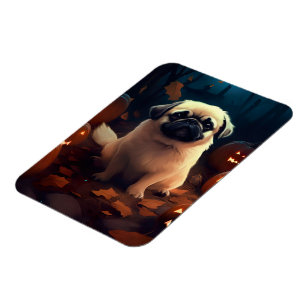 Magnet Flexible Halloween Pekingese Avec Peur Citrouille
