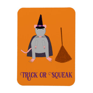Magnet Flexible Halloween Rat sorcier et Broom Custom