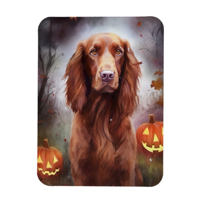 Magnet Flexible Halloween Rouge irlandais Setter avec la peur Citr (Vertical)