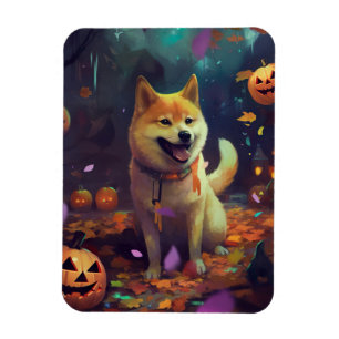 Magnet Flexible Halloween Shiba Inu Avec La Peur Citrouille