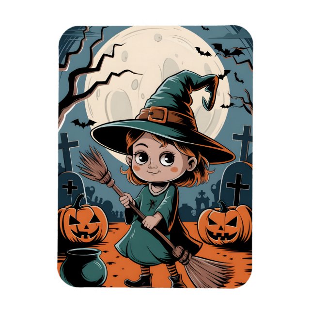 Magnet Flexible Halloween - sorcière à balai (Vertical)
