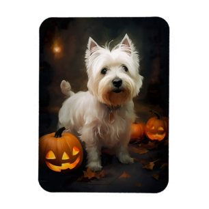 Magnet Flexible Halloween West Highland White Terrier Citrouilles
